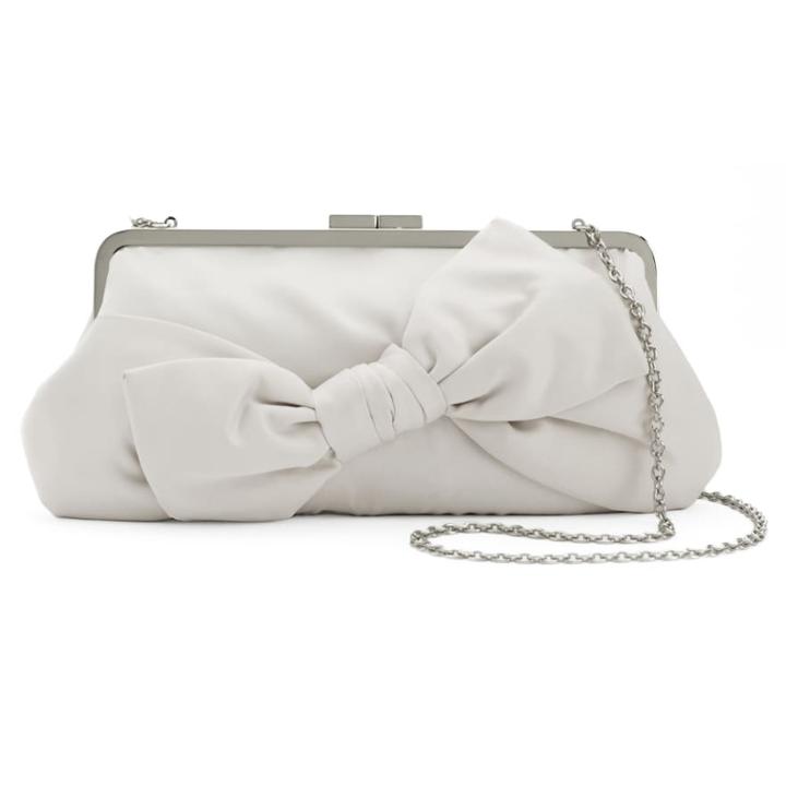 Lenore By La Regale Bow Clutch, Women's, Grey