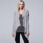 Women's Simply Vera Vera Wang Mixed-stitch Flyaway Cardigan, Size: Xs, Grey