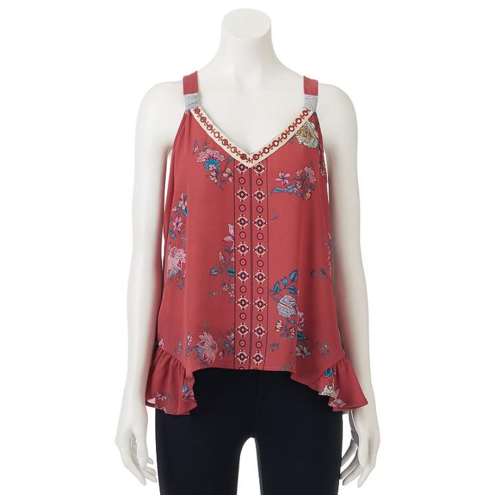 Juniors' Rewind Woven Front Swing Tank, Teens, Size: Xl, Orange Oth