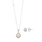 Sterling Silver Lab-created Opal & Cubic Zirconia Pendant & Stud Earring Set, Women's, Blue