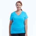 Plus Size Marika Curves Elizabeth Shirred Workout Tee, Women's, Size: 1xl, Turquoise/blue (turq/aqua)
