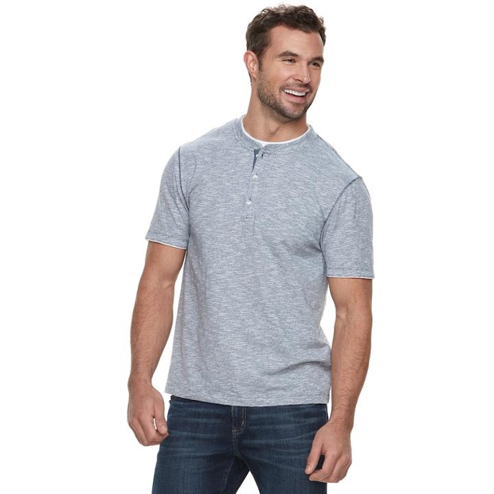 Men's Method Mock-layer Henley, Size: Medium, Med Blue