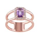 Amethyst & White Topaz Sterling Silver Double Row Halo Ring, Women's, Size: 6, Purple