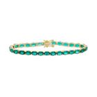 14k Gold Over Silver Lab-created Emerald Tennis Bracelet, Women's, Size: 7.25, Green