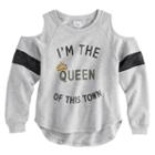Disney D-signed Descendants 2 Girls 7-16 I'm The Queen Of This Town Embellished Pullover Top, Size: Small, Light Grey