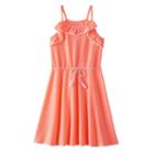 Girls 7-16 So&reg; Textured Ruffle Dress, Girl's, Size: L/12, Brt Pink