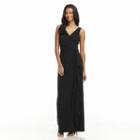 Women's Chaps Surplice Drape-front Full-length Dress, Size: 6, Black
