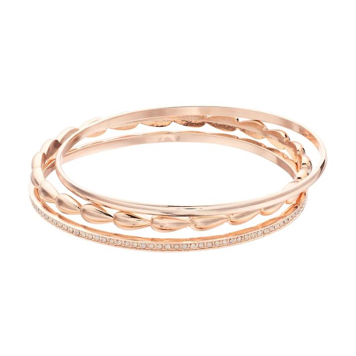 Simulated Opal & Teardrop Bangle Bracelet Set, Women's, Pink