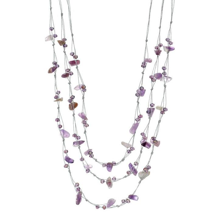 Purple Composite Shell Beaded Multi Strand Necklace, Women's, Drk Purple