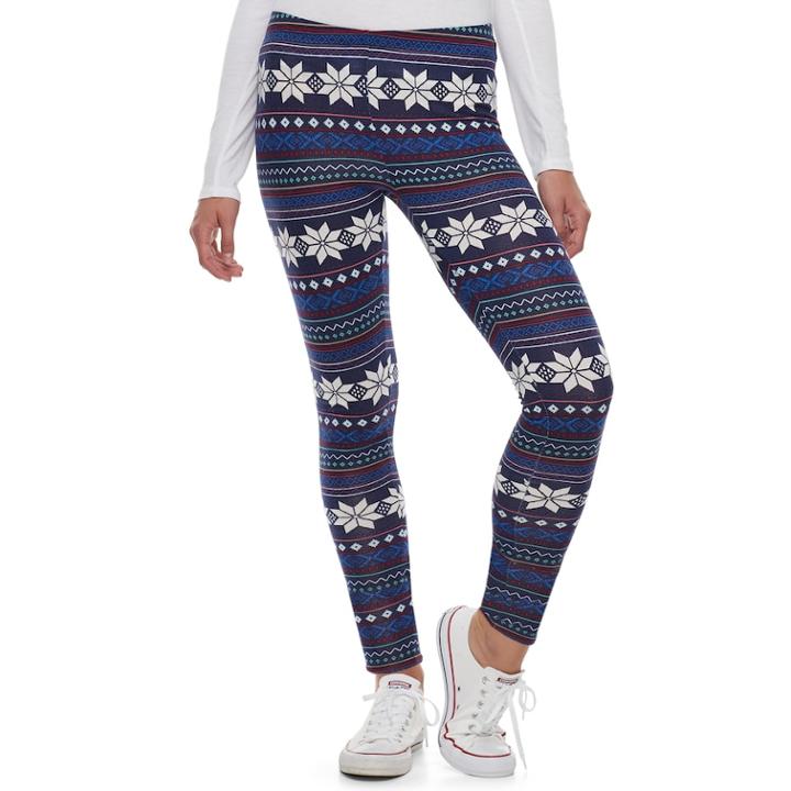 Juniors' So&reg; Holiday Leggings, Teens, Size: Medium, Blue