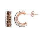 Crystal 14k Rose Gold Over Silver-plated Semi-hoop Earrings, Women's, White