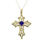 10k Gold Lab-created Sapphire Filigree Cross Pendant, Women's, Size: 18, Blue