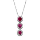 Ruby & 1/3 Carat T.w. Diamond 14k White Gold Oval Halo 3-stone Pendant Necklace, Women's, Size: 18, Red