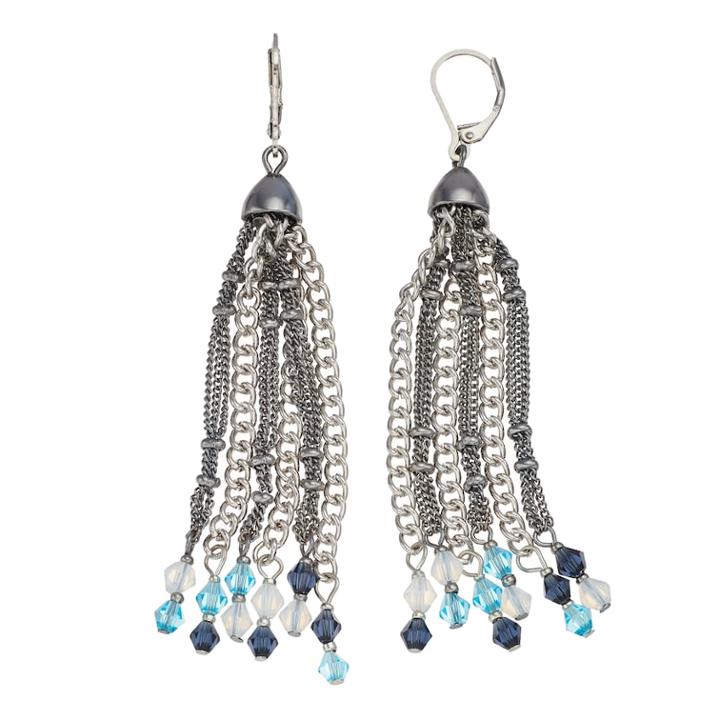Simply Vera Vera Wang Beaded Nickel Free Tassel Drop Earrings, Women's, Blue