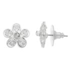 Lc Lauren Conrad Simulated Crystal Flower Nickel Free Button Stud Earrings, Women's, Silver