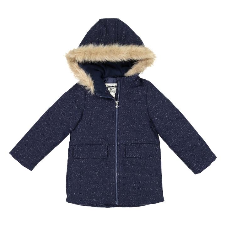 Girls 4-6x Oshkosh B'gosh&reg; Faux-wool Tweed Midweight Jacket, Size: 5-6, Blue (navy)