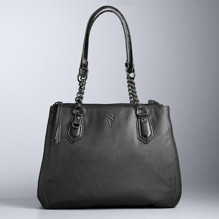 Simply Vera Vera Wang Bedford Triple Entry Satchel, Women's, Black