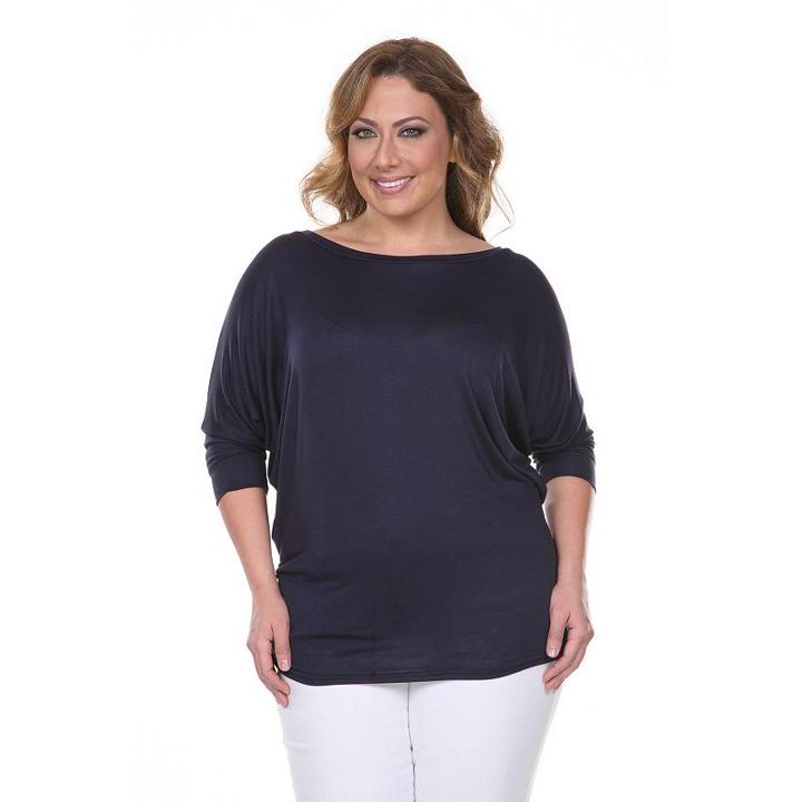 Plus Size White Mark Dolman Top, Women's, Size: 2xl, Blue (navy)