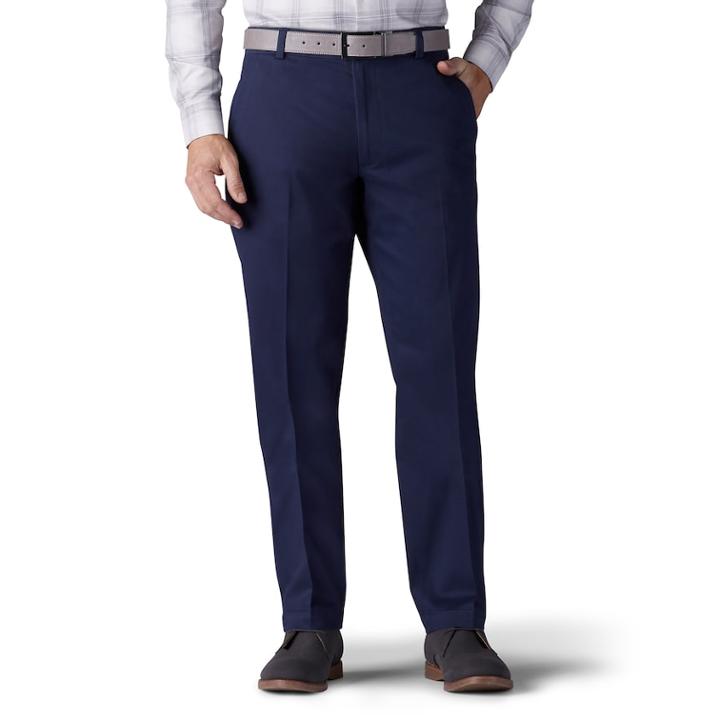 Men's Lee Performance Series Relaxed-fit Tri-flex No-iron Pants, Size: 40x34, Blue