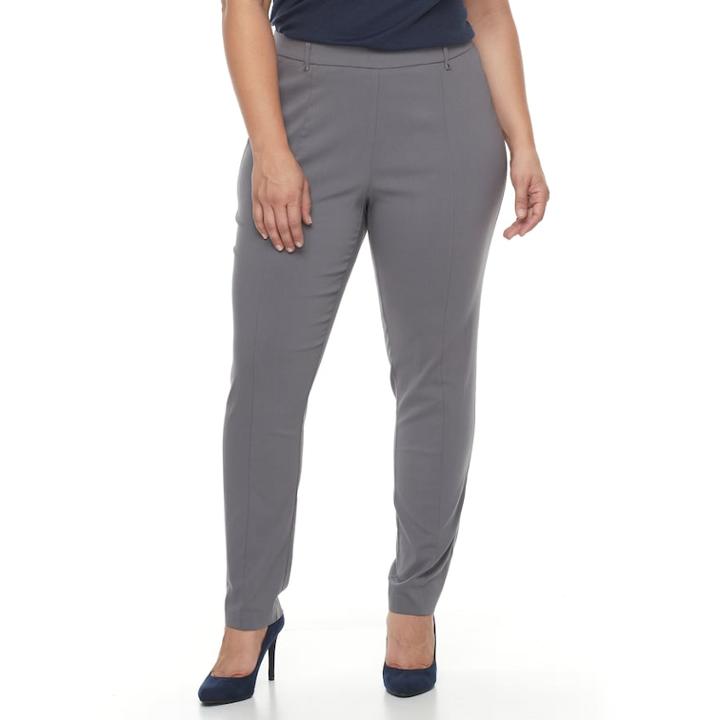Plus Size Napa Valley Slimming Solution Straight-leg Dress Pants, Women's, Size: 24 W, Dark Grey