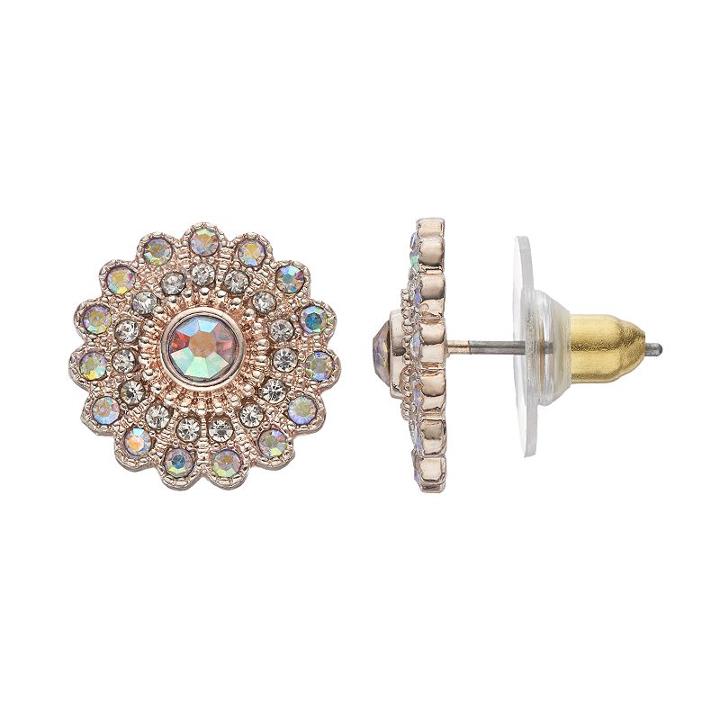 Lc Lauren Conrad Simulated Aurora Borealis Medallion Stud Earrings, Women's, Turq/aqua