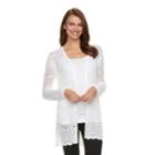Petite Napa Valley Pointelle Open-front Cardigan, Women's, Size: M Petite, White
