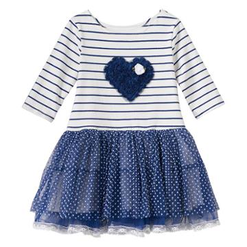Girls 4-6x Marmellata Classics Striped Rosette Heart Dotted Tutu Dress, Girl's, Size: 4, Beige Oth