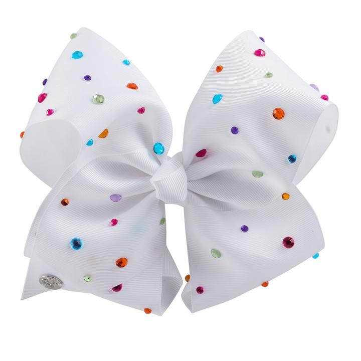 Girls 4-16 Jojo Siwa White Rainbow Rhinestone Bow