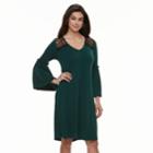 Women's Nina Leonard Bell Sleeve Crepe Shift Dress, Size: Medium, Green