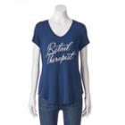 Women's Apt. 9&reg; V-neck Graphic Tee, Size: Medium, Blue (navy)