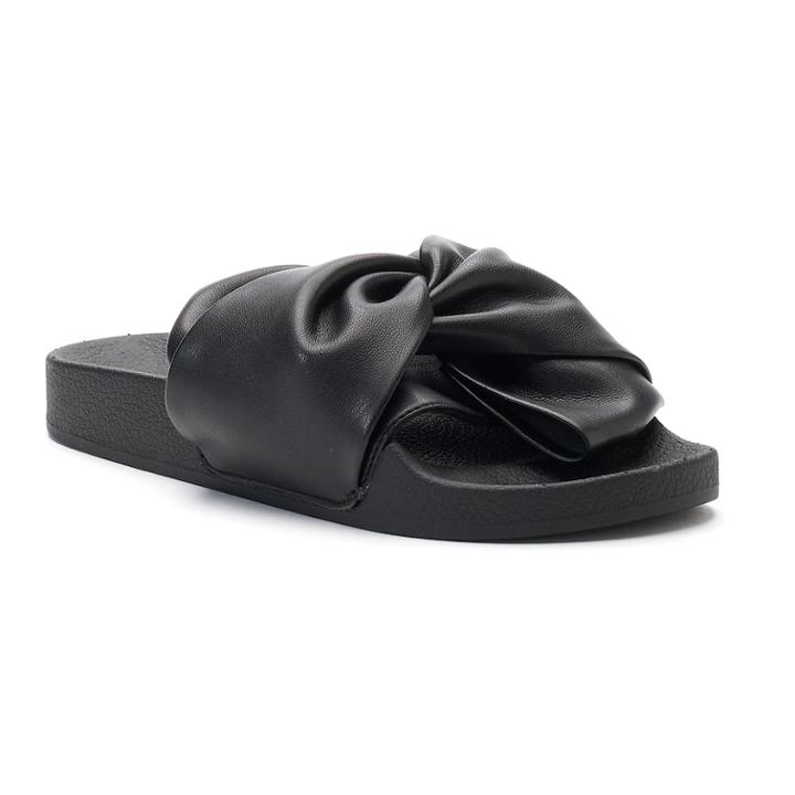 Candie's&reg; Women's Twisted Bow Slide Sandals, Size: Medium, Black