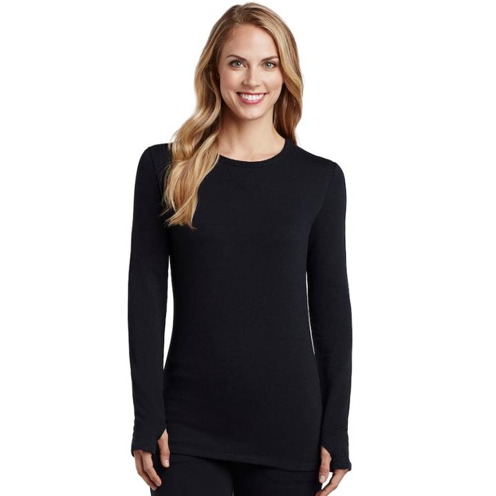 Women's Cuddl Duds Comfortwear Crewneck Top, Size: Xs, Black