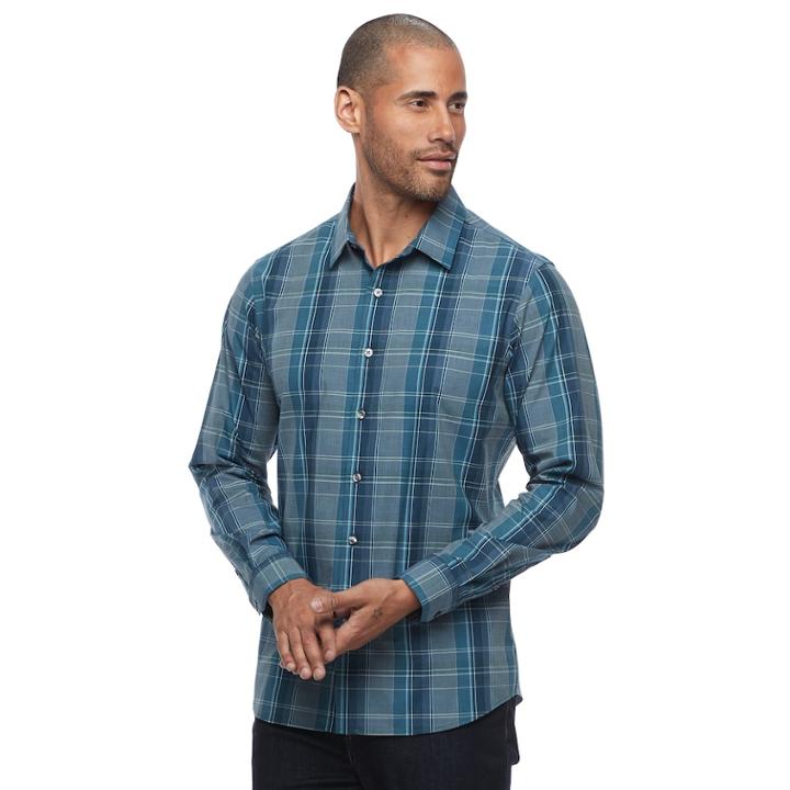 Men's Apt. 9&reg; Slim-fit Stretch Button-down Shirt, Size: Xlg Slim, Turquoise/blue (turq/aqua)