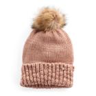 Women's Lc Lauren Conrad Lurex Cuff Pom Pom Beanie, Blush