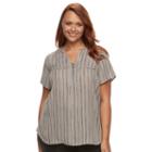 Plus Size Apt. 9&reg; Half-zip Mixed-media Top, Women's, Size: 3xl, Oxford