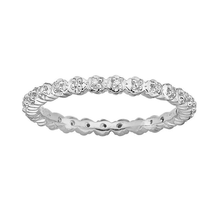 Stacks And Stones Sterling Silver Diamond Accent Stack Ring, Women's, Size: 7, Grey