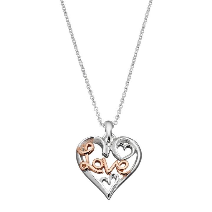Silver Expressions By Larocks Two Tone Love Heart Pendant, Women's, Grey