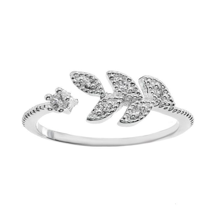 Lc Lauren Conrad Open Leaf Ring, Women's, Silver Tone