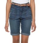 Petite Gloria Vanderbilt Rachel Belted Bermuda Shorts, Women's, Size: 10 Petite, Light Blue