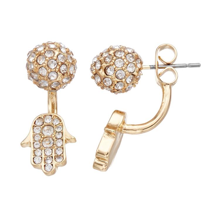 Simply Vera Vera Wang Simulated Crystal Hamsa Front Back Earrings, Women's, Gold