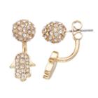 Simply Vera Vera Wang Simulated Crystal Hamsa Front Back Earrings, Women's, Gold