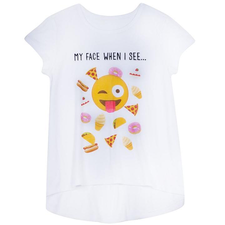 Girls 7-16 & Plus Size Harper & Elliott High-low Graphic Tee, Size: Large, White Oth