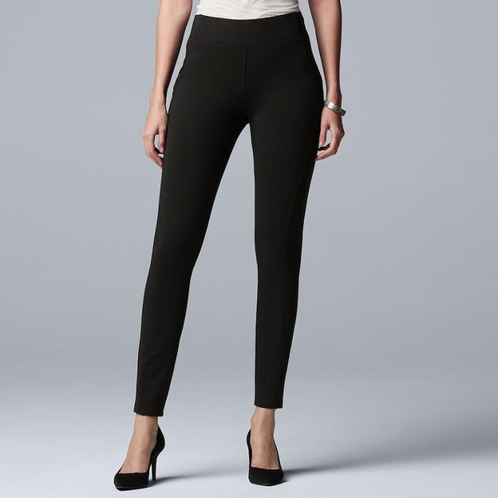 Women's Simply Vera Vera Wang Everyday Luxury Scuba High-waisted Skinny Pants, Size: Large, Black