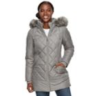 Women's D.e.t.a.i.l.s Hooded Quilted Walker Jacket, Size: Xl, Light Grey