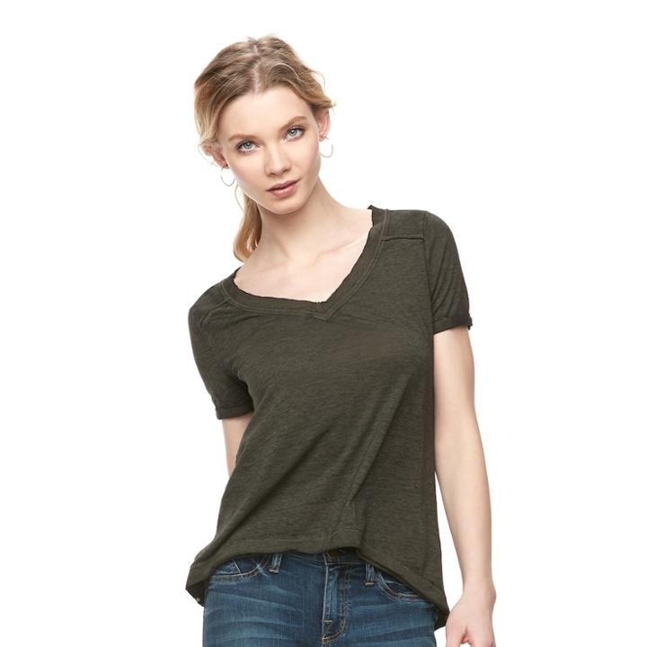 Women's Rock & Republic® Burnout Boyfriend Tee, Size: Small, Green
