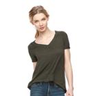 Women's Rock & Republic&reg; Burnout Boyfriend Tee, Size: Small, Green