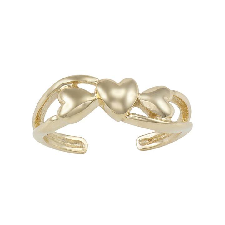 10k Gold Heart Toe Ring, Women's, Multicolor