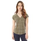 Juniors' Iz Byer Ruched Back Striped Tee With Necklace, Teens, Size: Medium, Dark Green