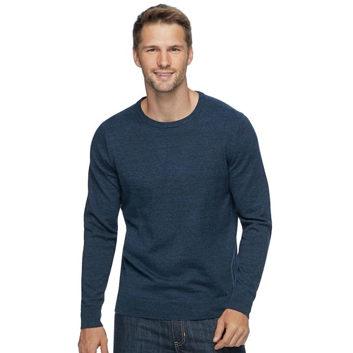 Men's Sonoma Goods For Life&trade; Coolmax Classic-fit Crewneck Sweater, Size: Medium, Dark Blue