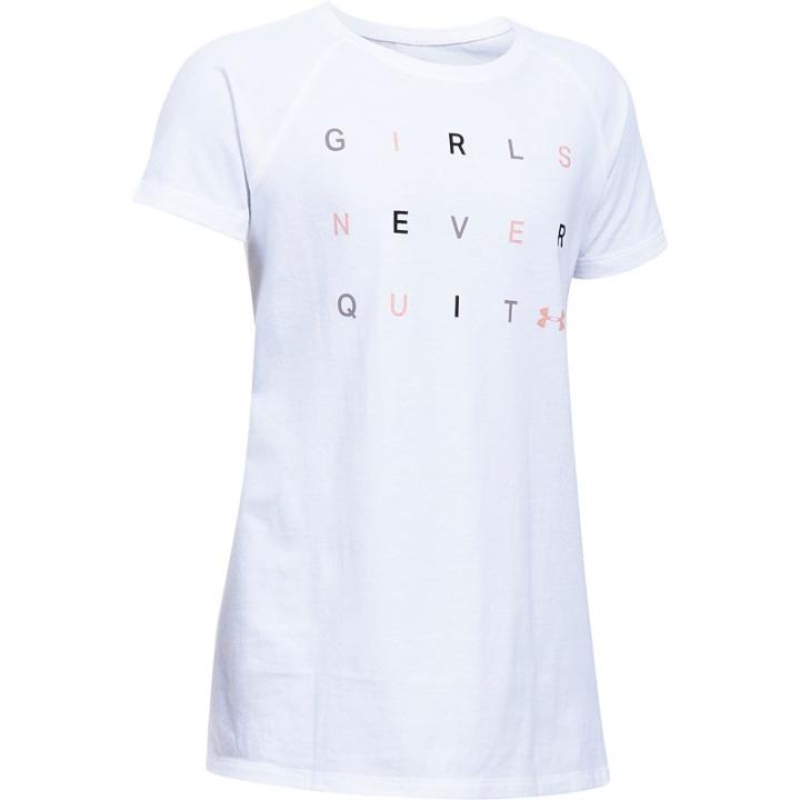 Girls 7-16 Under Armour Short Sleeve Girls Never Quit Tee, Girl's, Size: Large, White